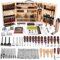 BUTUZE Leather Working Kit, Boxed Leather Tooling Kit, Leather Crafting Tool Kit, Cutting, Punching, Carving, Heavy Duty Leather Sewing Kit Professional Leather Working Tools and Supplies