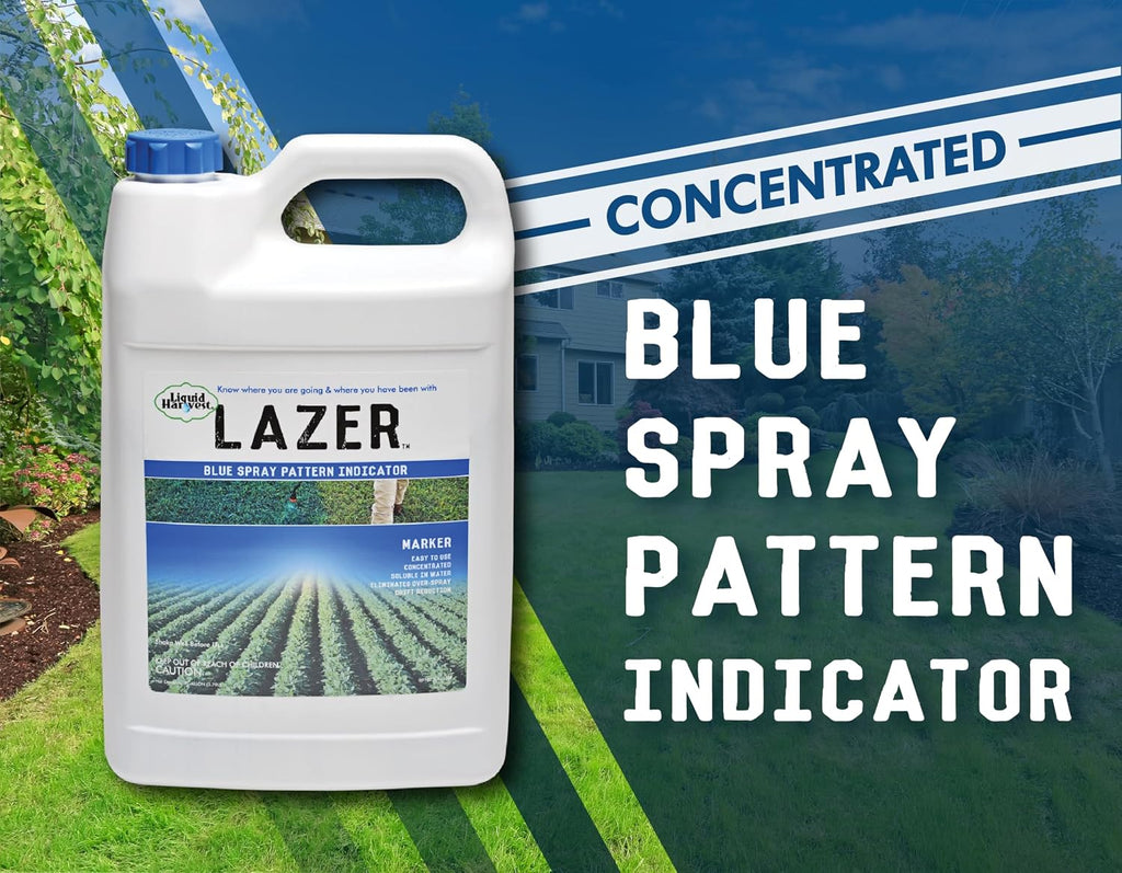 Liquid Harvest Lazer Blue Concentrated Spray Pattern Indicator - 1 Gallon (128 Ounces) - Perfect Weed Spray Dye, Herbicide Dye, Fertilizer Marking Dye, Turf Mark and Blue Herbicide Marker (Pack of 2)