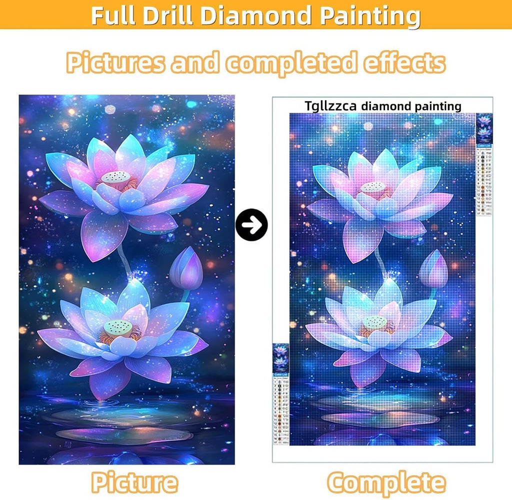 Diamond Art Kits for Adults Dream Diamond Painting Kits, 5D DIY Round Lotus Full Drill Dimond Art Paintings Crystal Rhinestones Crafts for Adults for Home Wall Decor, Large Size 40 x 80 Inch, Model741
