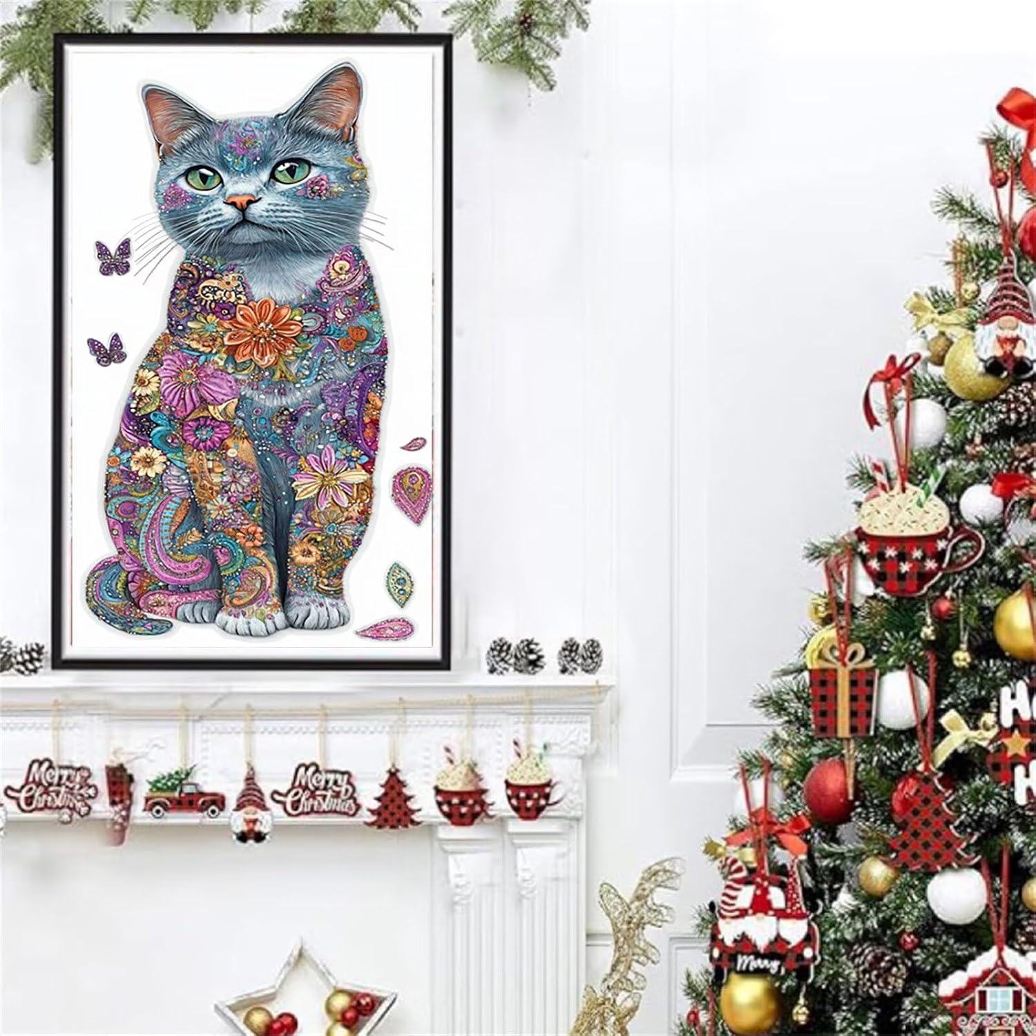 Diamond Art Kits for Adults Cat Diamond Painting Kits, 5D DIY Square Animal Full Drill Dimond Art Paintings Crystal Rhinestones Crafts for Adults for Home Wall Decor, Large Size 36 x 72 Inch, Model768