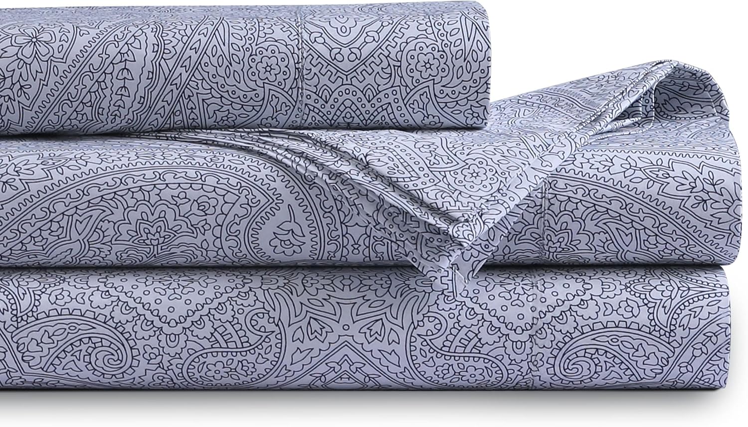 Tribeca Living Organic Cotton Queen Percale Sheets - 400 Thread Count, Extra Deep Pocket, Smooth, Crisp and Breathable, 4-Piece Bedding Set, Gigi