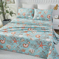 Brandream Luxury Nautical Bedding Queen Size Sheets Set Egyptian Cotton Coastal Beach Bed Sheet Set Deep Pockets 18 Inch 4-Piece Bed Sheets