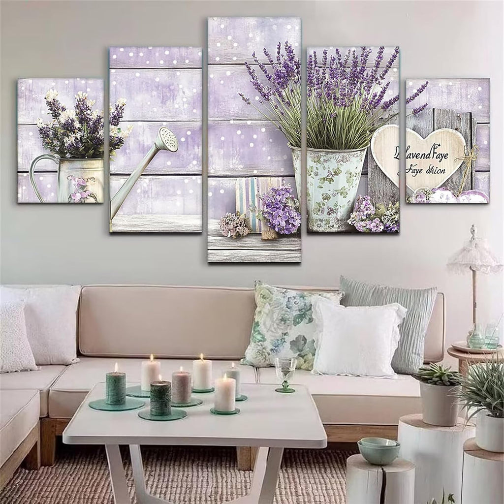 Lilac Diamond Art 5 Piece Diamond Painting Vase 5D DIY Full Square Drill Dimond Art Paintings Rhinestones Crafts for Adults Gem Painting for Home Decor, Large Artwork for Wall 36 x 70 Inch, Model474