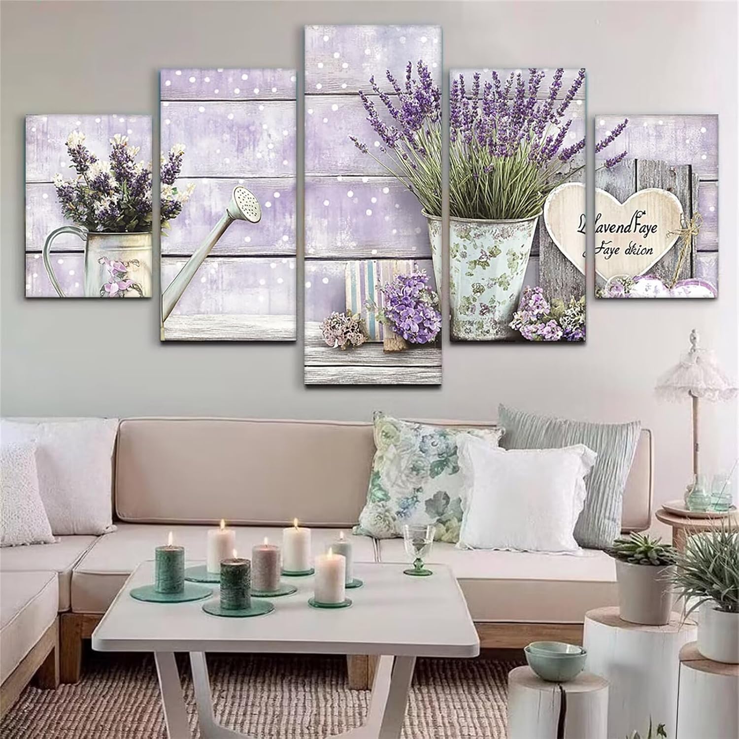 Lilac Diamond Art 5 Piece Diamond Painting Vase 5D DIY Full Square Drill Dimond Art Paintings Rhinestones Crafts for Adults Gem Painting for Home Decor, Large Artwork for Wall 36 x 70 Inch, Model474
