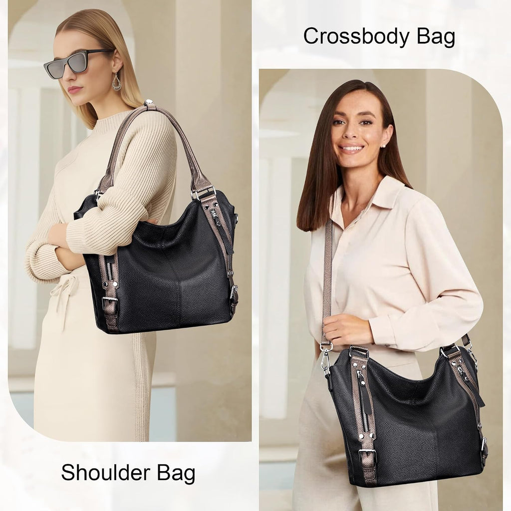 Over Earth Genuine Leather Handbags for Women Hobo Shoulder Bags Ladies Tote Bag