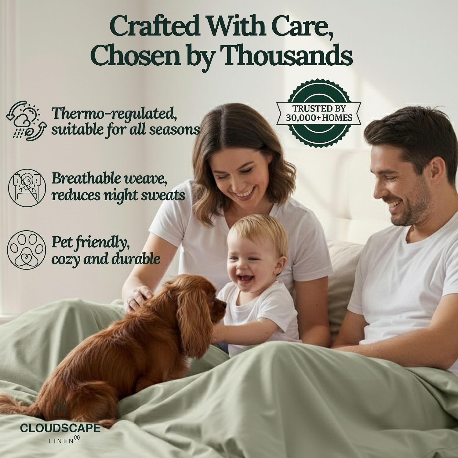 CLOUDSCAPE 100% Egyptian Cotton Sheets Full Size, 4 Pieces Breathable and Naturally Cooling Bedding Set, Long-Staple Cotton for Ultra Soft, Deep Pocket Fitted up to 16' Full Sheet, Mineral