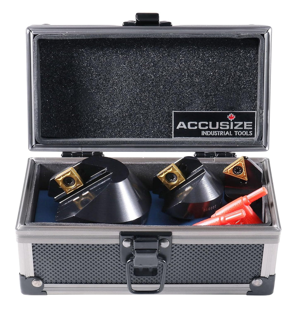 Accusize Industrial Tools 1/4'', 1/2'' and 1-1/4'' 90 Degree Indexable Carbide Countersinks, 0046-0990