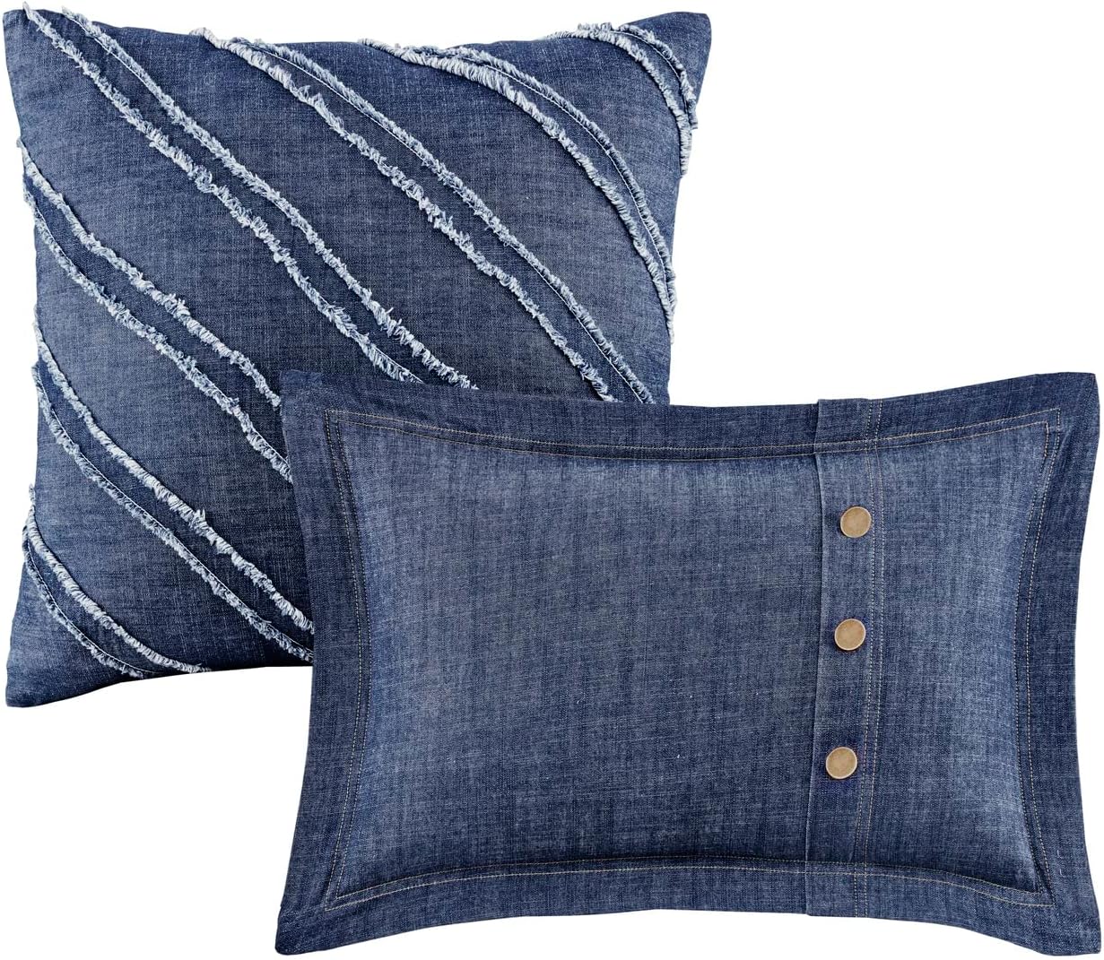 Woolrich Rustic Lodge Cabin Comforter Set - All Season Down Alternative Warm Bedding Layer and Matching Shams, Oversized Full, Perry, Denim Blue