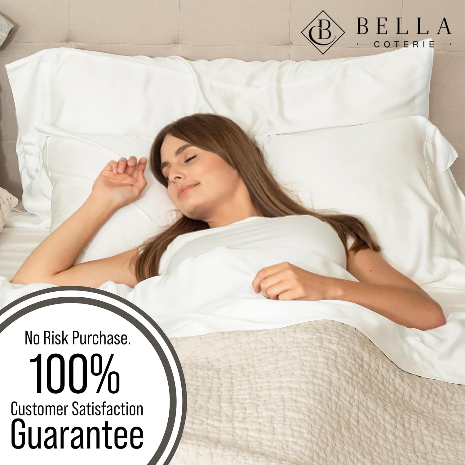 Bella Coterie Luxury Bamboo Viscose 34' Split Top King Size Sheet Set | 1 Fitted Sheet for Sleep Number & Adjustable Beds | 100% Organically Grown | Cooling & Soft | 18' Deep Pocket [Ivory]