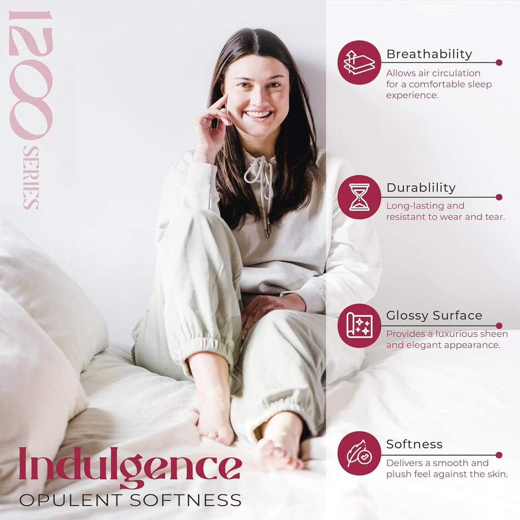 Mayfair Linen 100% Egyptian Cotton Queen Sheet Set - Luxury 1200 Series Egyptian Cotton Sheets Queen Size (4 PC, Burgundy), Silky Soft, Cooling & Breathable, 17' Deep Pocket Sateen Weave Hotel Bedding