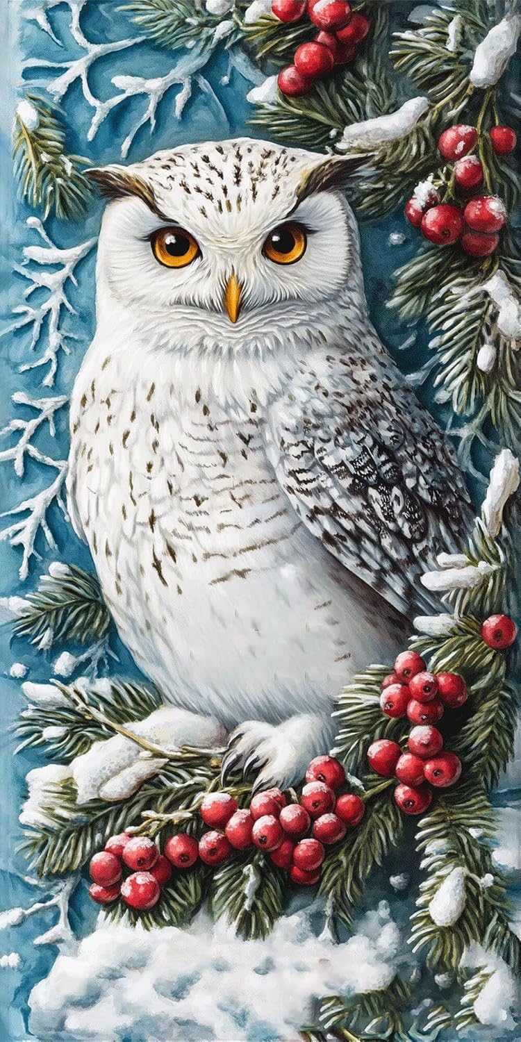 Diamond Art Kits for Adults Owl Diamond Painting Kits 5D DIY Round Snow Full Drill Dimond Art Paintings Crystal Rhinestones Crafts for Adults for Gift Home Wall Decor, Large Size 40 x 80 Inch,Model957