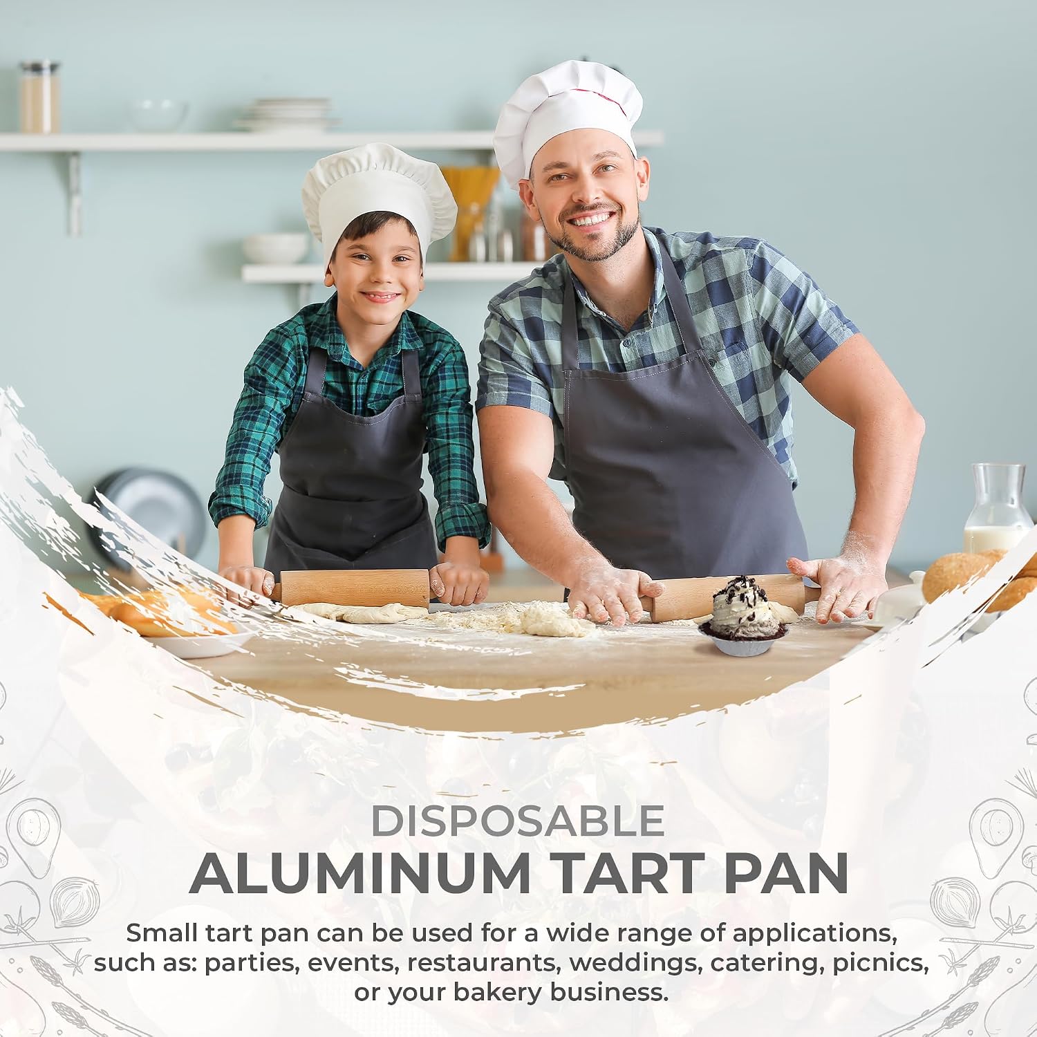 KitchenDance Disposable Aluminum Foil Tart Pan - 3 Inches Round Aluminum Foil Individual Pie Pans for Pies and Tarts - Baking Pans Perfect for Baking, Cooking, and Preparing Food - 301, 2000 Count