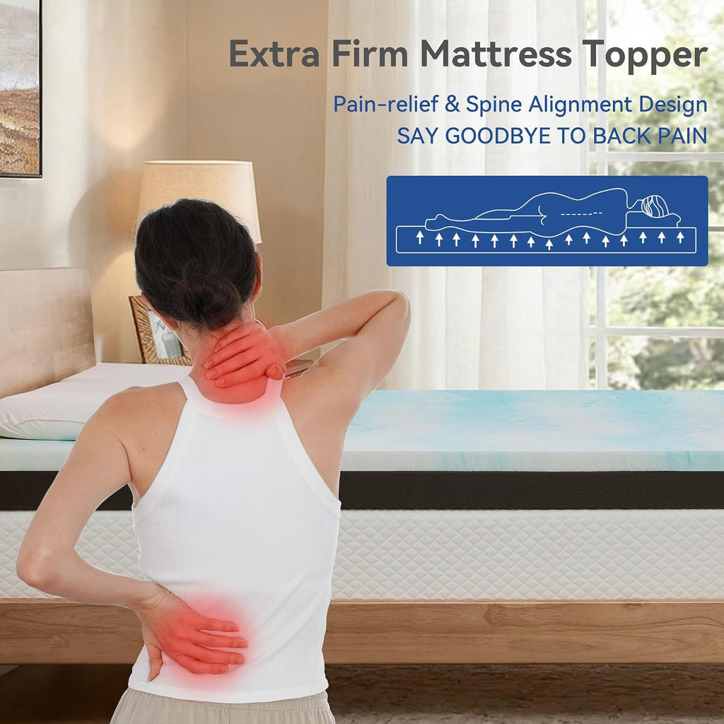 Extra Firm Mattress Topper: California King Size 3 Inch, High Density Bed Topper, Extra Support for Pain Relief,CertiPUR-US Oeko-Tex Certified 83x72