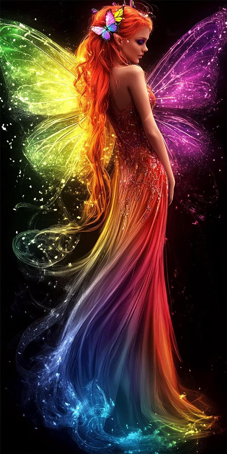 Diamond Art Kits for Adults Butterfly Diamond Painting Kits, 5D DIY Square Elves Full Drill Dimond Art Paintings Crystal Crafts for Adults for Gift Home Wall Decor, Large Size 40 x 80 Inch, Model690
