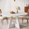Tribesigns Farmhouse Dining Table, 47 Inch Round Dinner Table for 4, Rustic Round Dining Room Table for Home Dining Room Living Room (White)