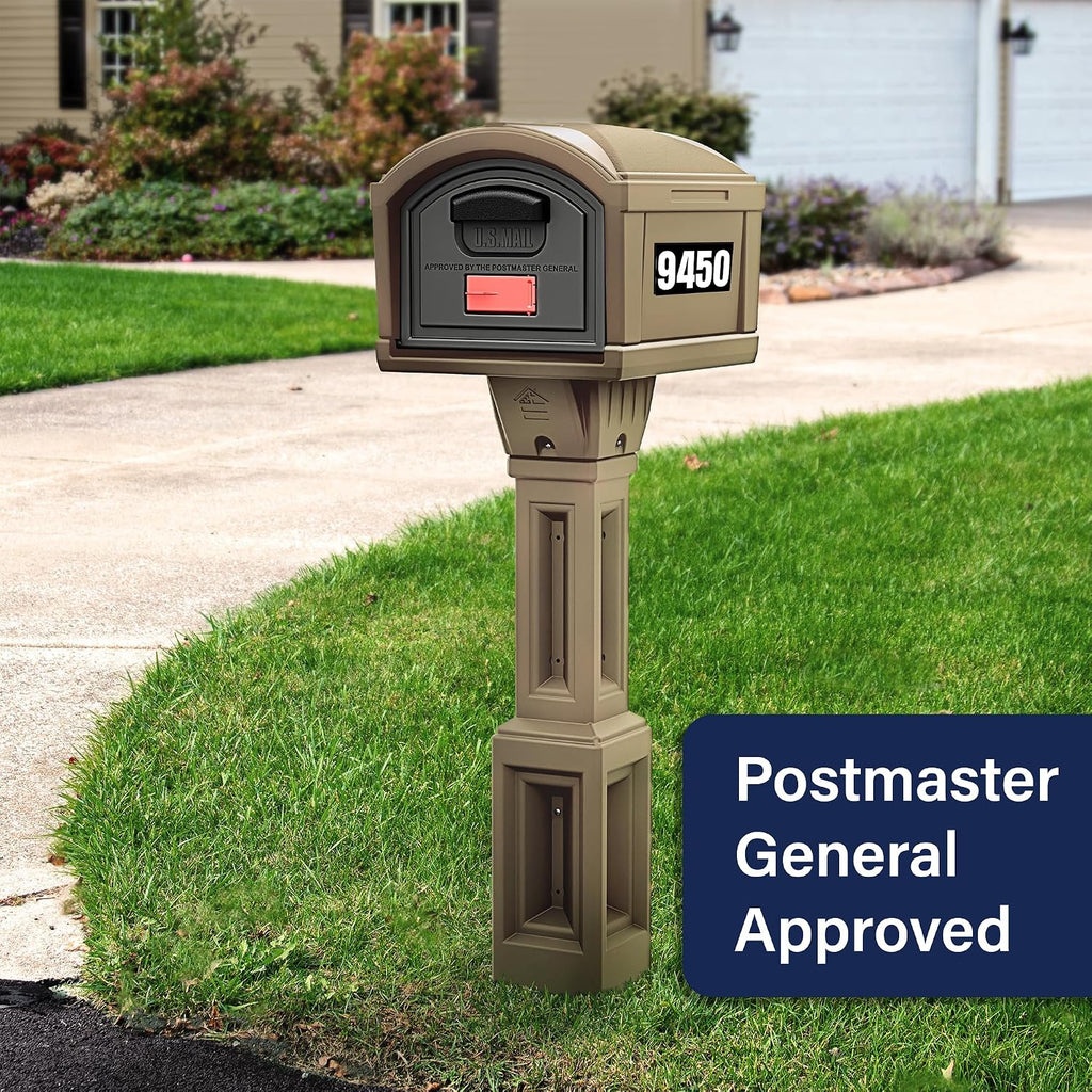 Simplay3 USPS T4 Extra Large Capacity XL Mailbox and Post Cover with Durable Double-Wall Construction, Weather-Resistant Design, Driftwood, Made in the USA