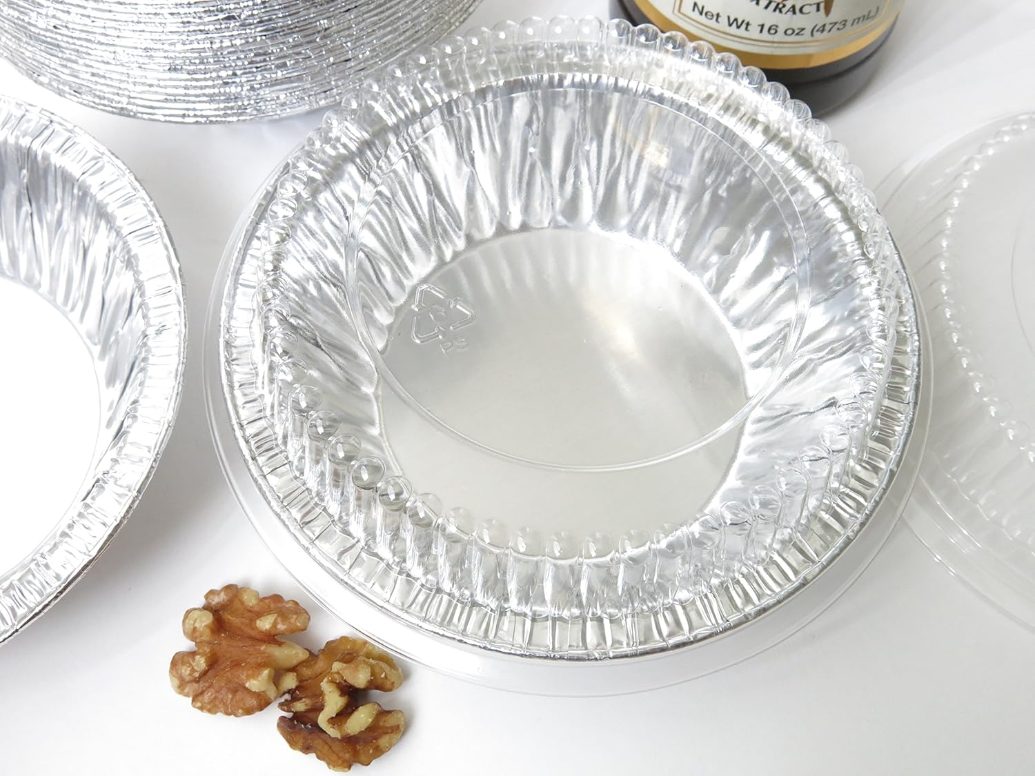 Safca KitchenDance Disposable Aluminum Foil Tart Pan with Lid - 5' Aluminum Foil Individual Pie Pans, Mini Pie Pans, Pot Pie Tins, Baking Pan Perfect for Pies, Cobblers - 501P, (1000)