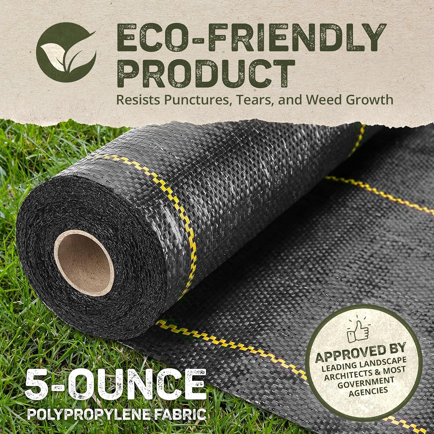 Dewitt 6-Pack Pro-5 Weed Barrier Fabric 5 oz, 4 x 250 Feet – Heavy-Duty Woven Landscape Ground Cover Mat for Raised Garden Bed, Greenhouse Gardening, Outdoor Landscaping, and Commercial Planting
