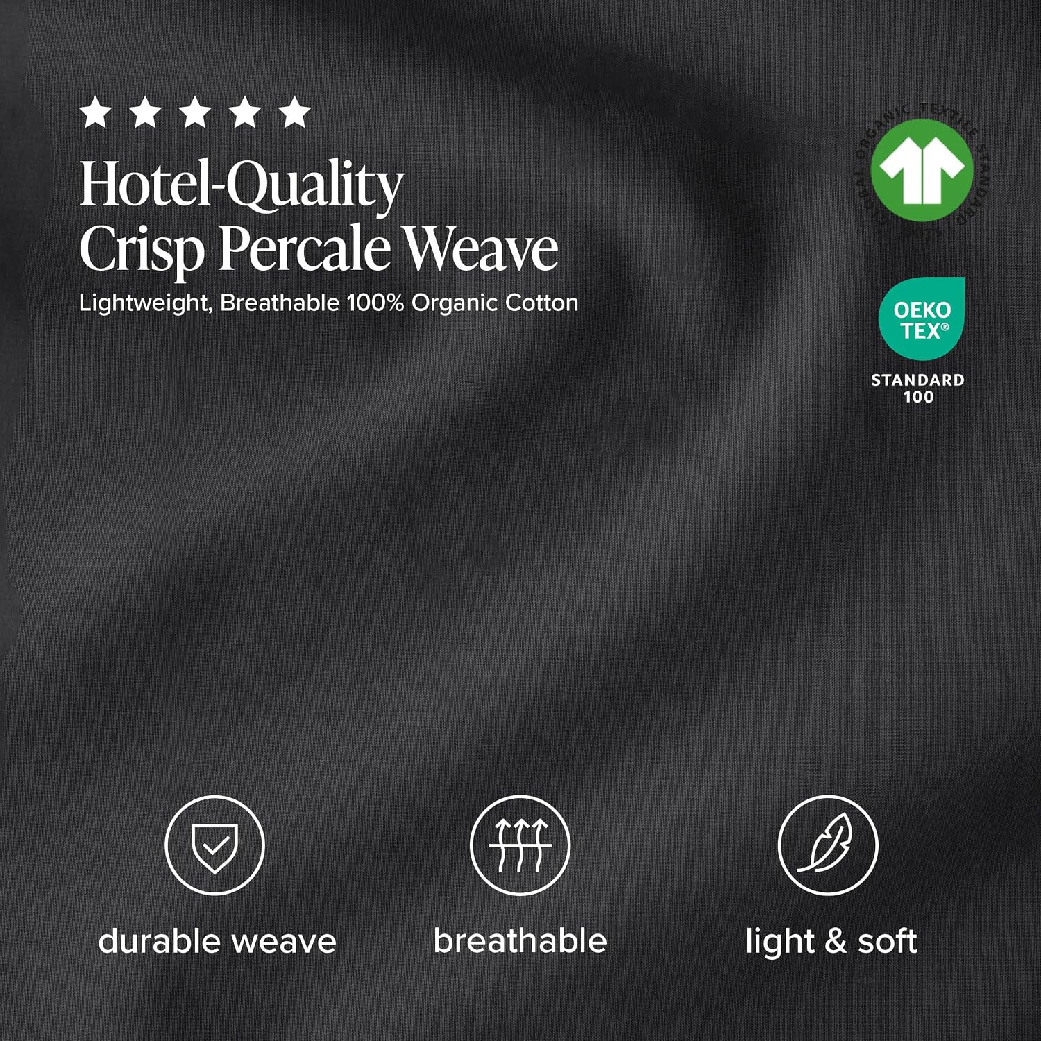 Bare Home 100% Organic Cotton Split Head Flex King Sheet Set - Crisp Percale Weave - Lightweight & Breathable - Bedding Sheets & Pillowcases (Split Head Flex King, Black)