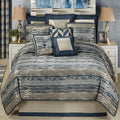 Spellbound Modern Luxury Bedding | Chic Metallic, Cool, & Neutral Hues | Chenille Abstract Striated Designs | 4 Piece Bedding Set Includes Oversized Queen Comforter, Bedskirt, and 2 Standard Shams