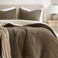Madison Park Queen Comforter Set Cotton Chenille Waffle Comforters Queen Size Bed, All Season Down Alternative Sherpa Bedding Queen Size Comforter, Riordan, Full/Queen Brown 3 Piece