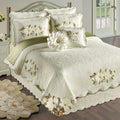 Sweetbay Matelasse Bedding | Magnolia, Butterfly, & Leaf Velvet Appliques | 10-Pc Ivory Lightweight Bed Set: King Coverlet, Bedskirt, 2 King Shams, 2 Euro Shams, 2 Euro Inserts, & 2 Accent Pillows