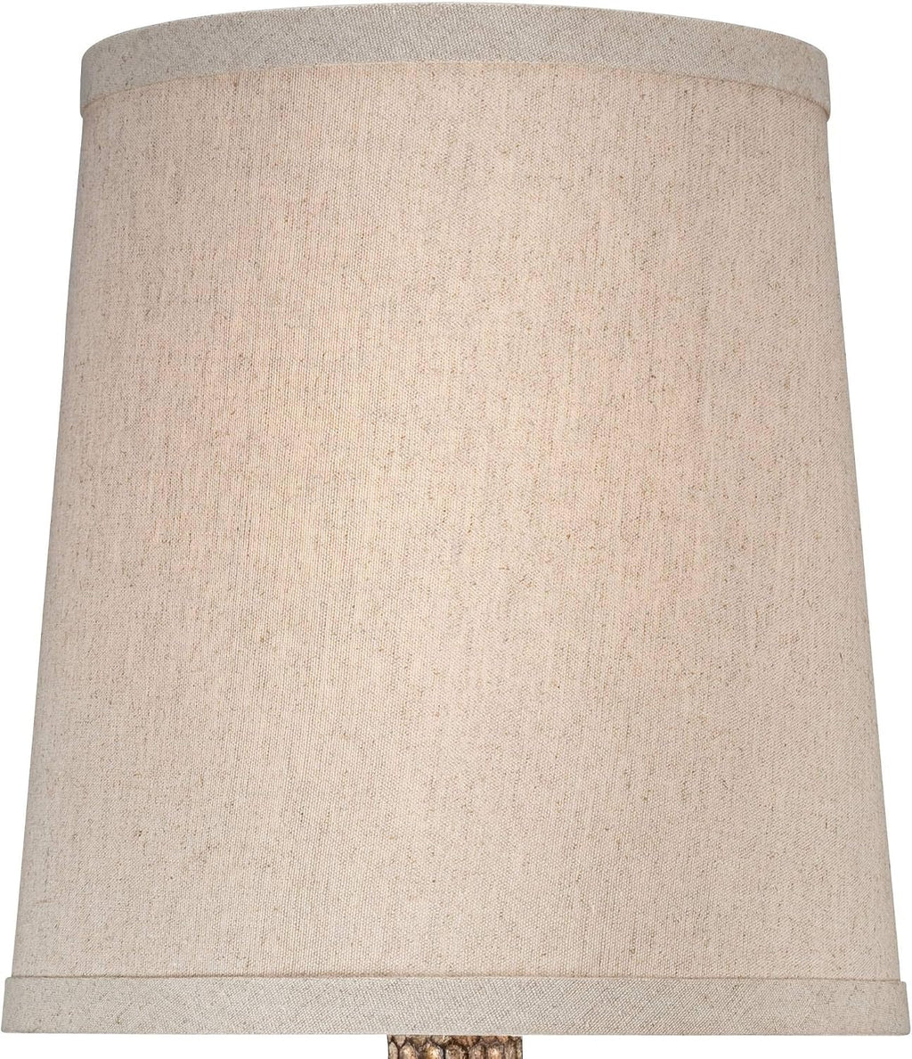 360 Lighting Chalane Rustic Farmhouse Accent Table Lamps 23 1/2' Tall Set of 2 Antique Bronze Hammered Textured Natural Linen Shade for Bedroom Living Room House Bedside Nightstand Office