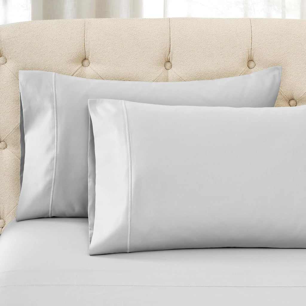 Superior Egyptian Cotton 1500 Thread Count Bed Sheet Set, Daily Soft Sheets, Embroidered Marrow Stitch Hem, Bedding Essentials, 1 Deep Pocket Fitted Sheet, 1 Flat Sheet, 2 Pillowcases, King, Platinum