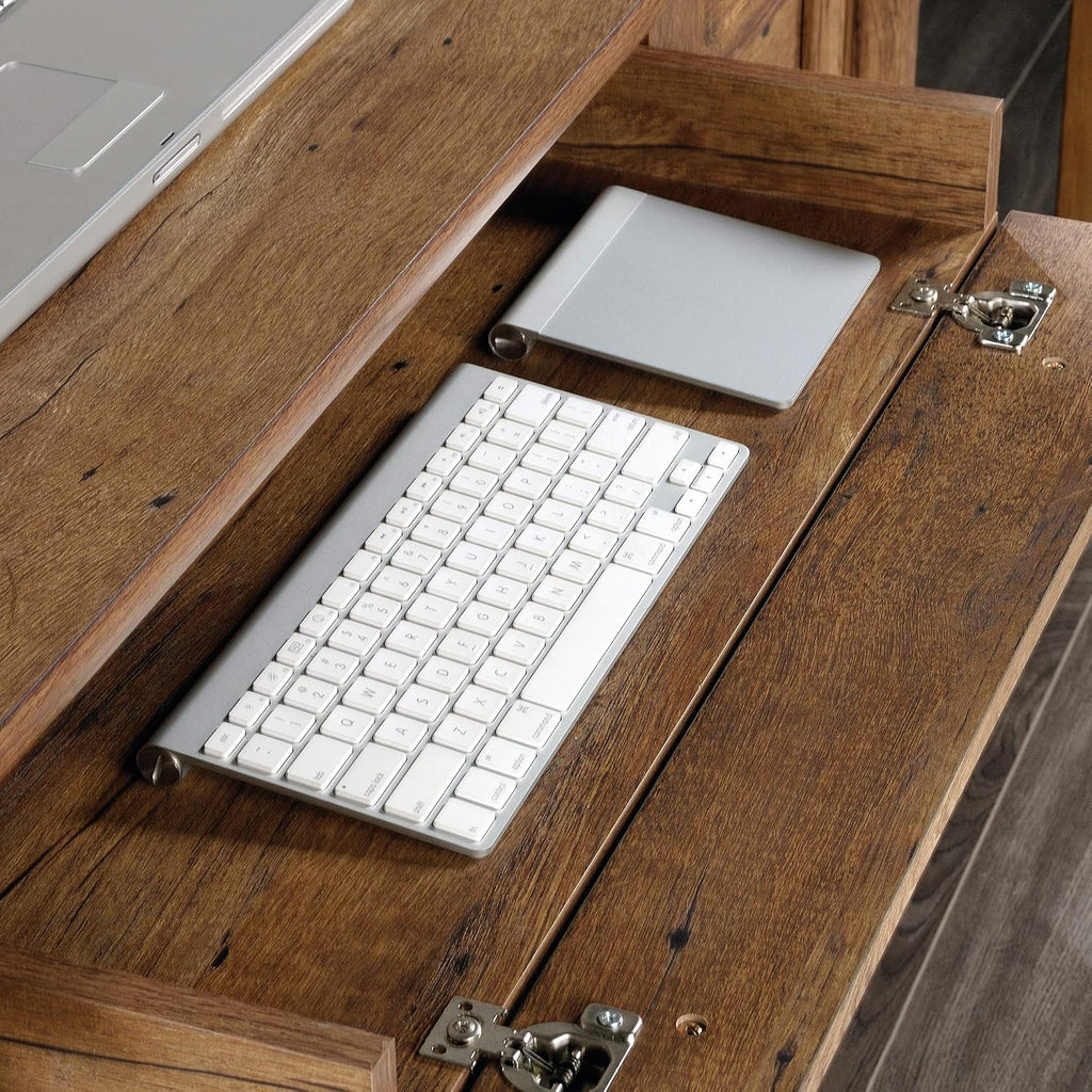 Sauder Palladia Computer Desk with Drawers, Home Office Desk with File Cabinet Storage Drawer, Cable Management, Keyboard Tray, in Vintage Oak finish