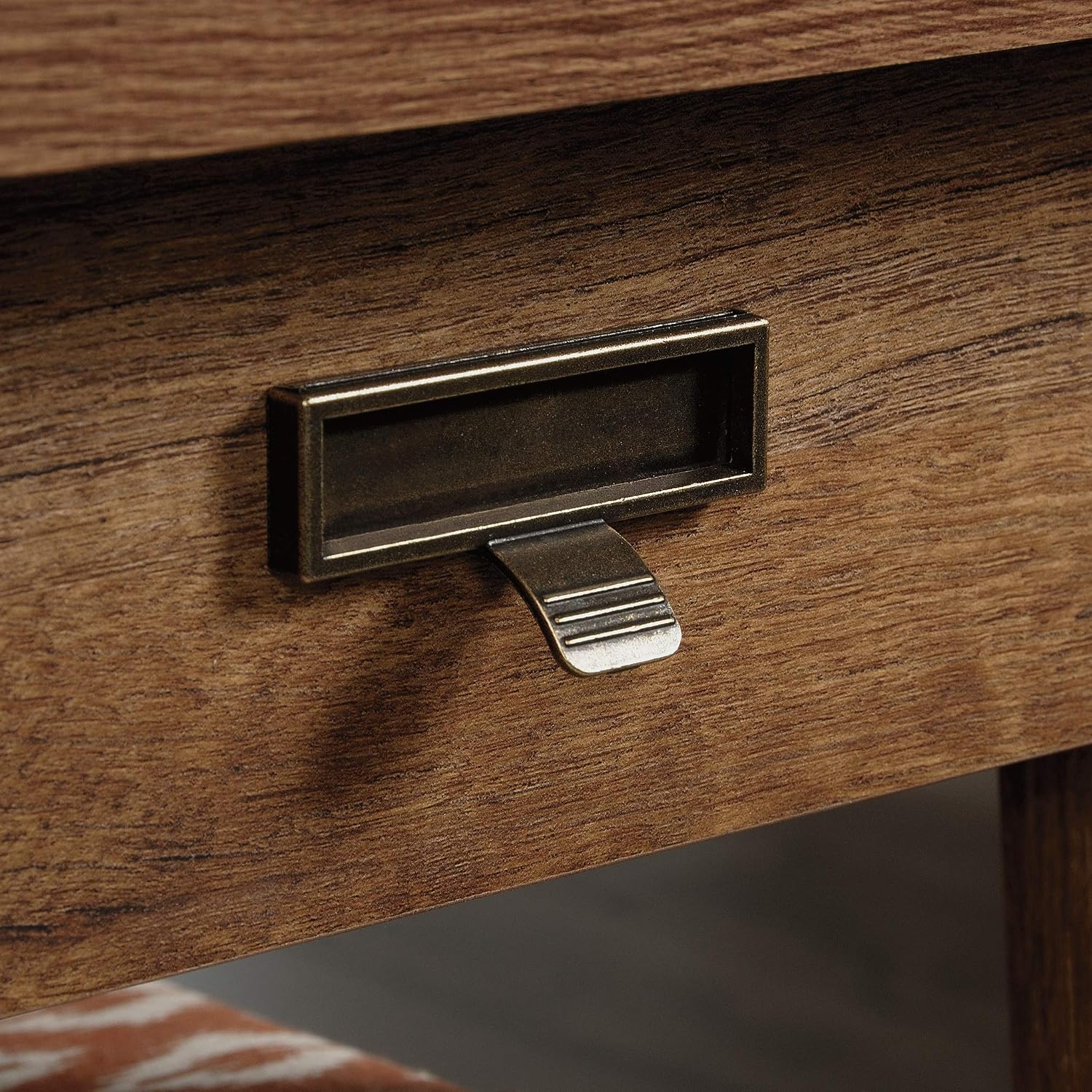 Sauder Trestle Executive Desk with Filing, Home Office Desk with Storage, Vintage Oak Finish