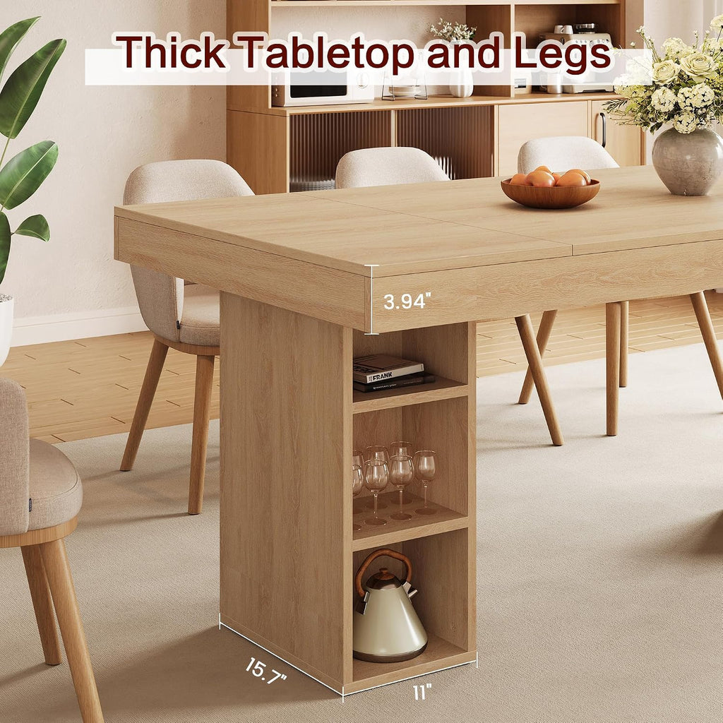 IDEALHOUSE 71' Executive Desk with Cabinet Storage, Farmhouse Home Office Desk, Wooden Computer Desk with Extra Thickened Tabletop & Metal Frame, for Work Study Writing, Oak