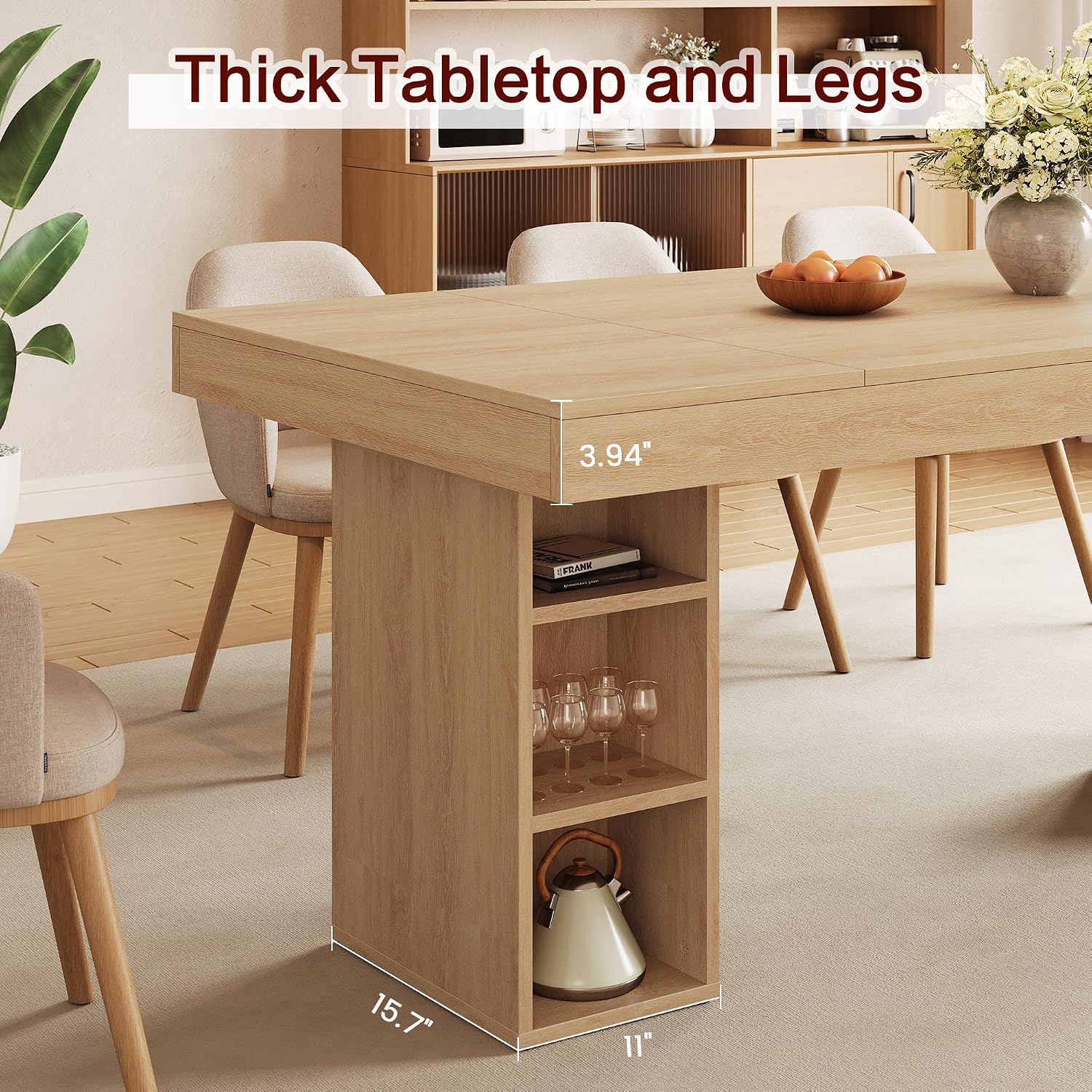 IDEALHOUSE 71' Executive Desk with Cabinet Storage, Farmhouse Home Office Desk, Wooden Computer Desk with Extra Thickened Tabletop & Metal Frame, for Work Study Writing, Oak