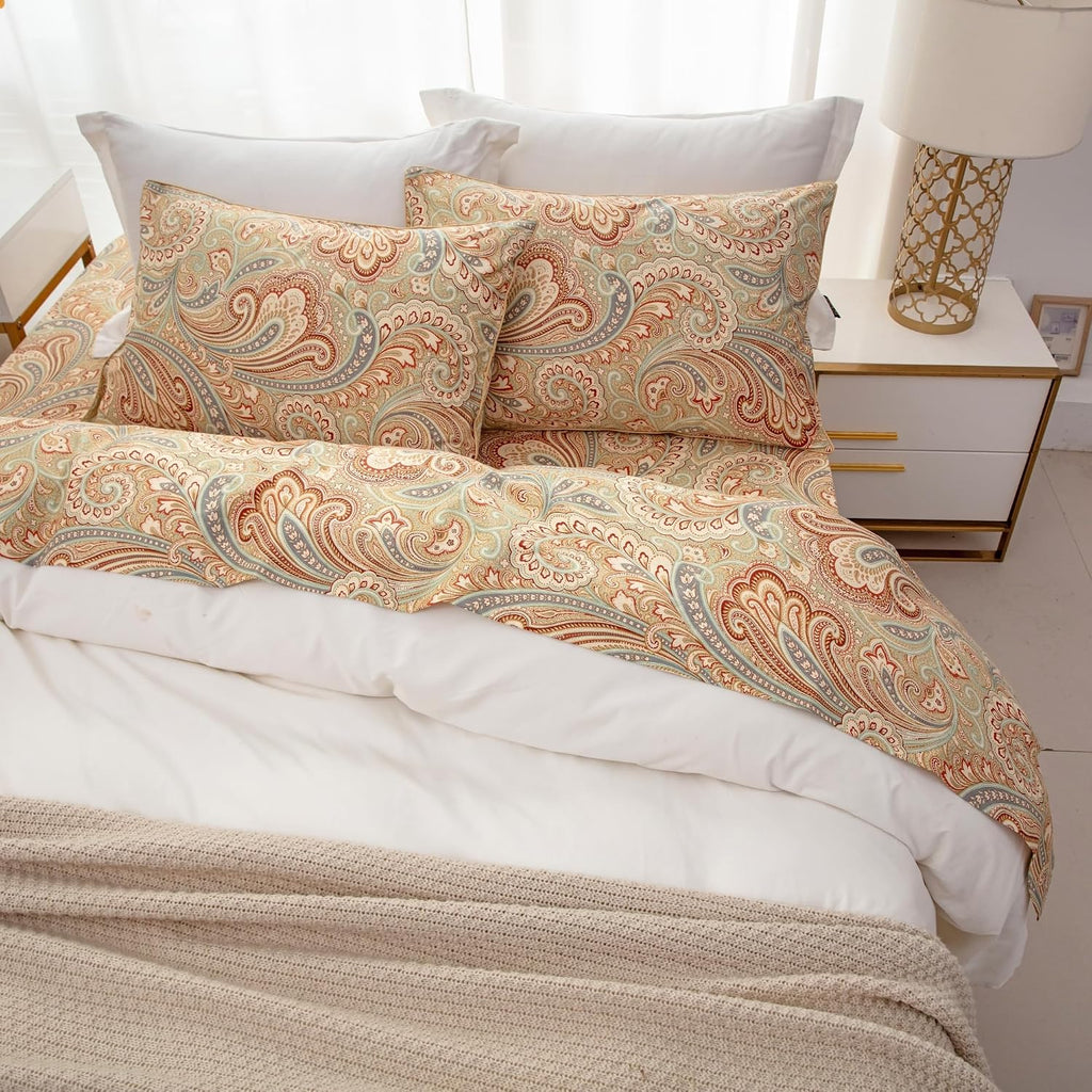Brandream Paisley Bedding Gold Classy Regal Themed Boho Bed Sheet Set Luxury Bedding Collections 800 Thread Count 100% Egyptian Cotton Deep Pocket, 4 Piece-King Size