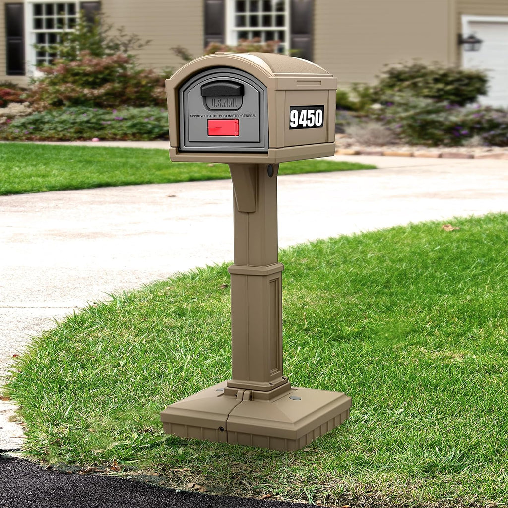 Simplay3 USPS T4 Extra Large Capacity XL Dig-Free Mailbox with Durable Double-Wall Construction, Weather-Resistant Design, and Easy No-Dig Installation, Driftwood, Made in the USA