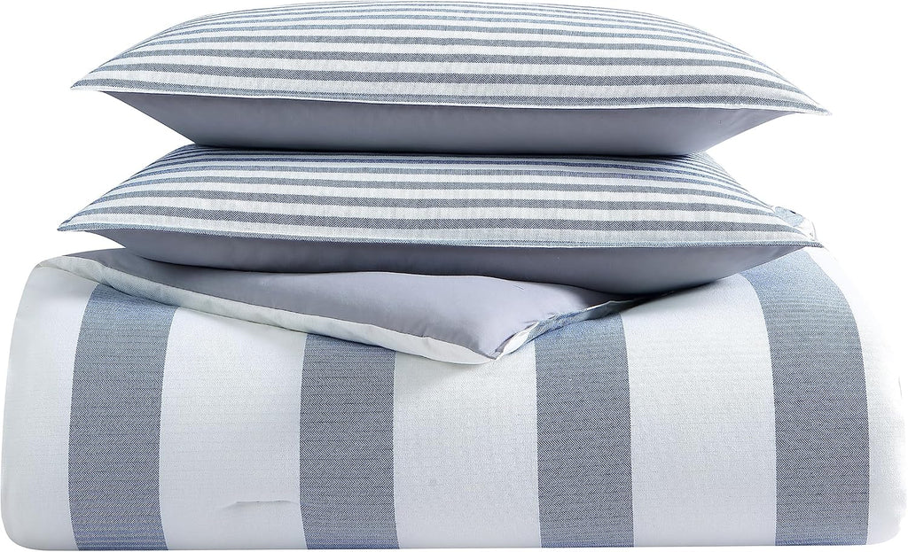 Nautica - Twin Duvet Cover Set, Cotton Reversible Bedding with Matching Sham, Mediterranean Inspired Bedding Set for All Seasons (Fairwater Blue, Twin) (Pack of 2)