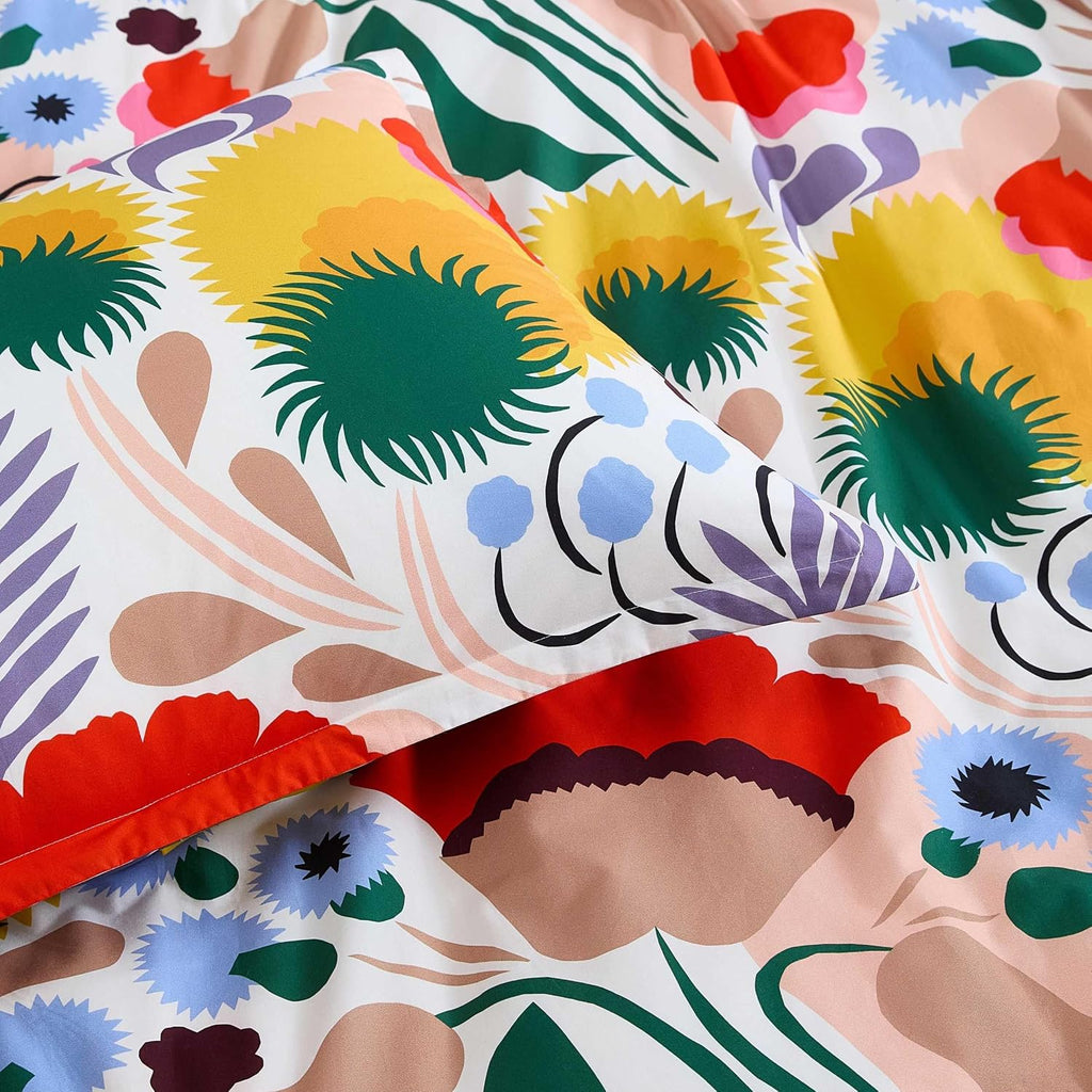 Marimekko - King Duvet Cover Set, Cotton Percale Reversible Bedding with Matching Shams, Floral Home Decor (Ojakellukka Multicolor, King)