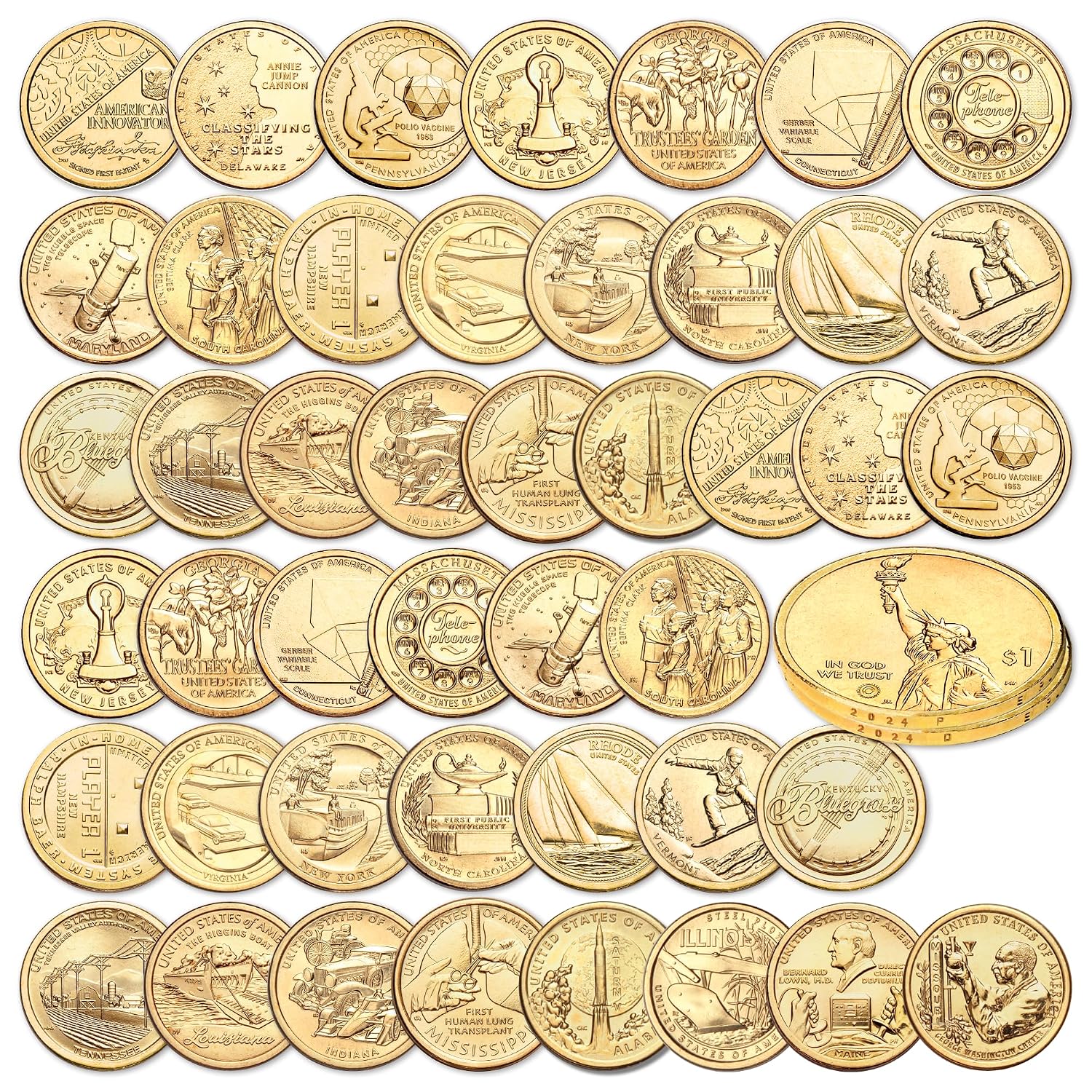 2018-2024 P&D U.S. Innovation Dollar Set- 50 Coins