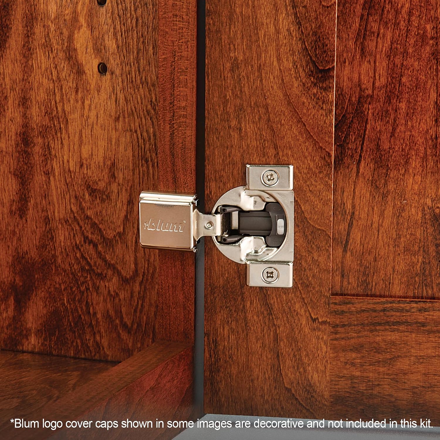 Blum Compact BLUMOTION Hinge (25 Kits), 1/2' Overlay, 105° Opening Angle, Steel, Integrated Soft-Close Hinges for Face Frame Cabinets