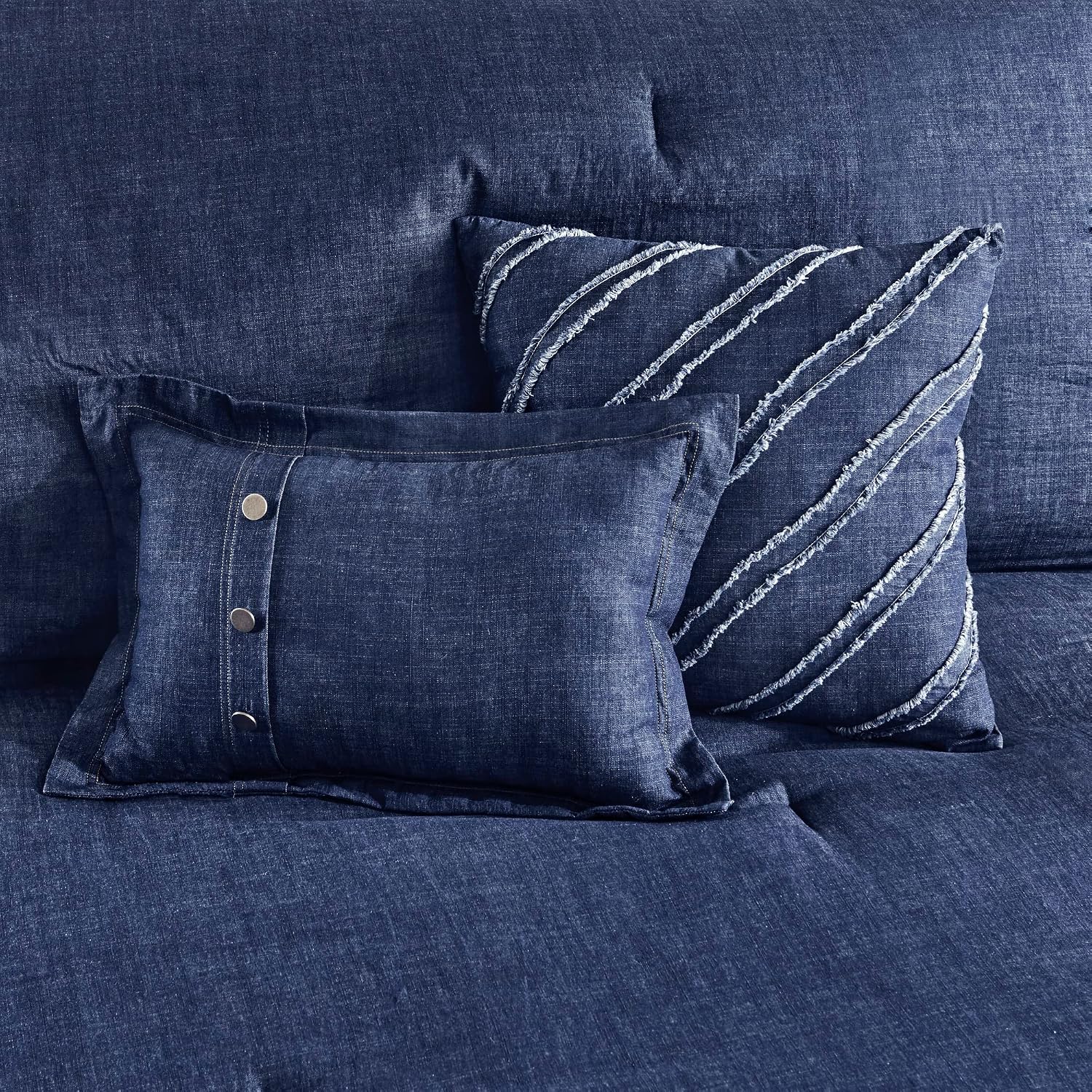 Woolrich Rustic Lodge Cabin Comforter Set - All Season Down Alternative Warm Bedding Layer and Matching Shams, Oversized Twin, Perry, Denim Blue