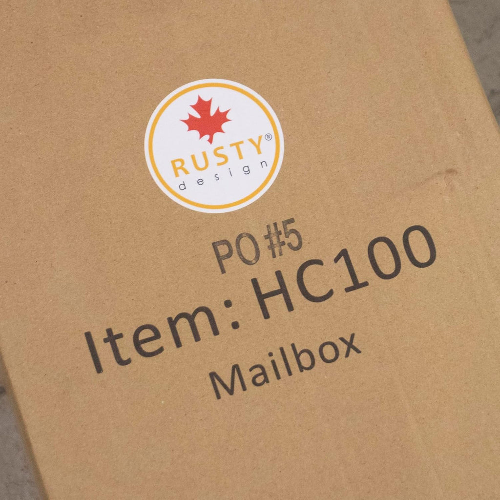 Rusty Design Modern Post-Mounted Mailbox with Personalized Address Numbers, Small Size #HC100 (with Six Address Numbers)