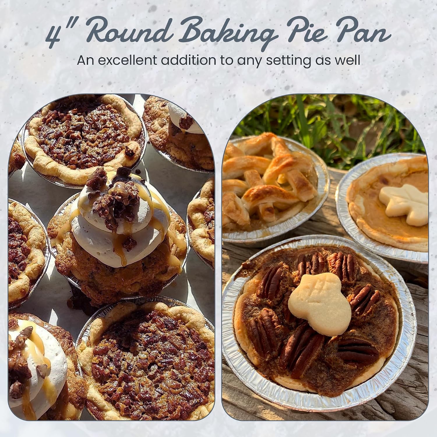 KitchenDance Mini Pie Tins with Snap-On Lids - Aluminum Pie Pans for Single Portions - Ideal for Fruit Tarts, Pies, Cheesecakes, Cobblers, Flan - Oven and Freezer Safe - 1152P (2000, Silver)