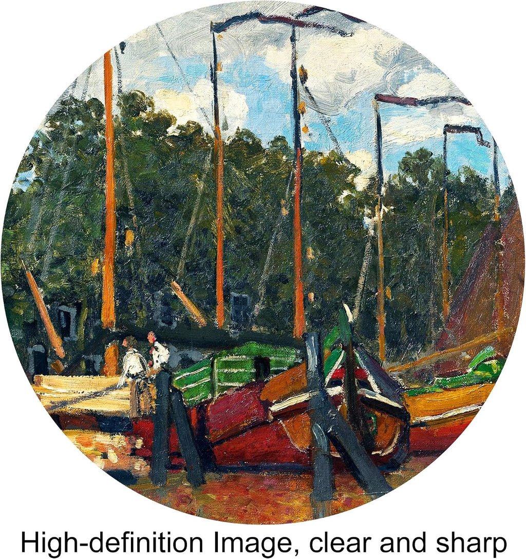 Boats at Zaandam by Claude Monet Painting Reproductions Framed Size:36x26 inches,Image Size:30x20 inches World Classic Reproductions For HomeDecor,Gold Frame