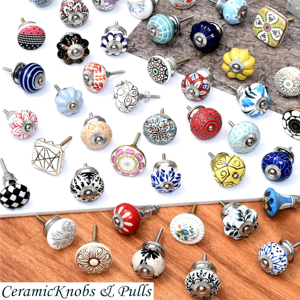 Indian Shelf Handcrafted 24 Piece Embroidery Decorative Dresser Handles Drawer Knobs Cabinet Pulls Elegant Hardware Mother of Pearl Brass