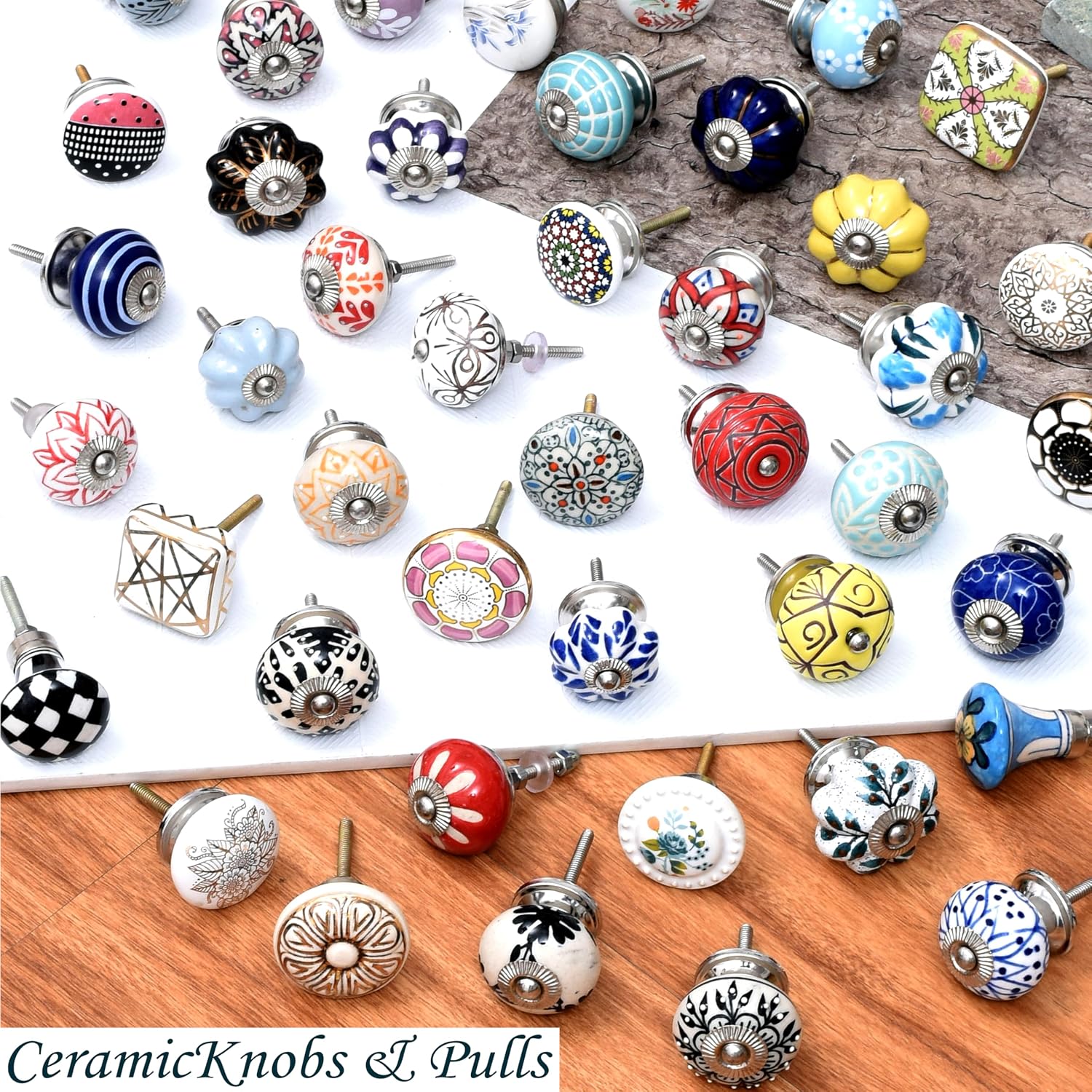 Indian Shelf Handcrafted 24 Piece Embroidery Decorative Dresser Handles Drawer Knobs Cabinet Pulls Elegant Hardware Mother of Pearl Brass