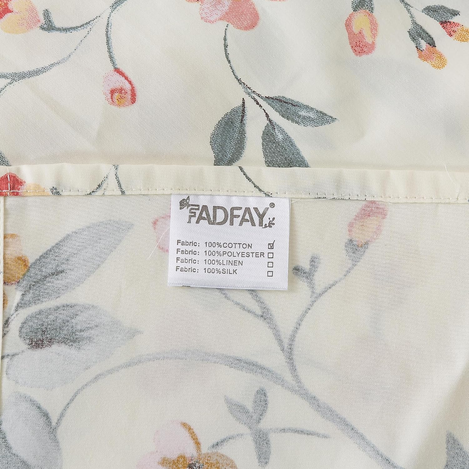 FADFAY Floral Sheets Queen Vintage Pink Floral Bedding Shabby Beige Elegant Botanical Sheets Rustic Farmhouse Bedding 800 Thread Count 100% Egyptian Cotton Deep Pocket Fitted Sheet 4Pcs, Queen Size