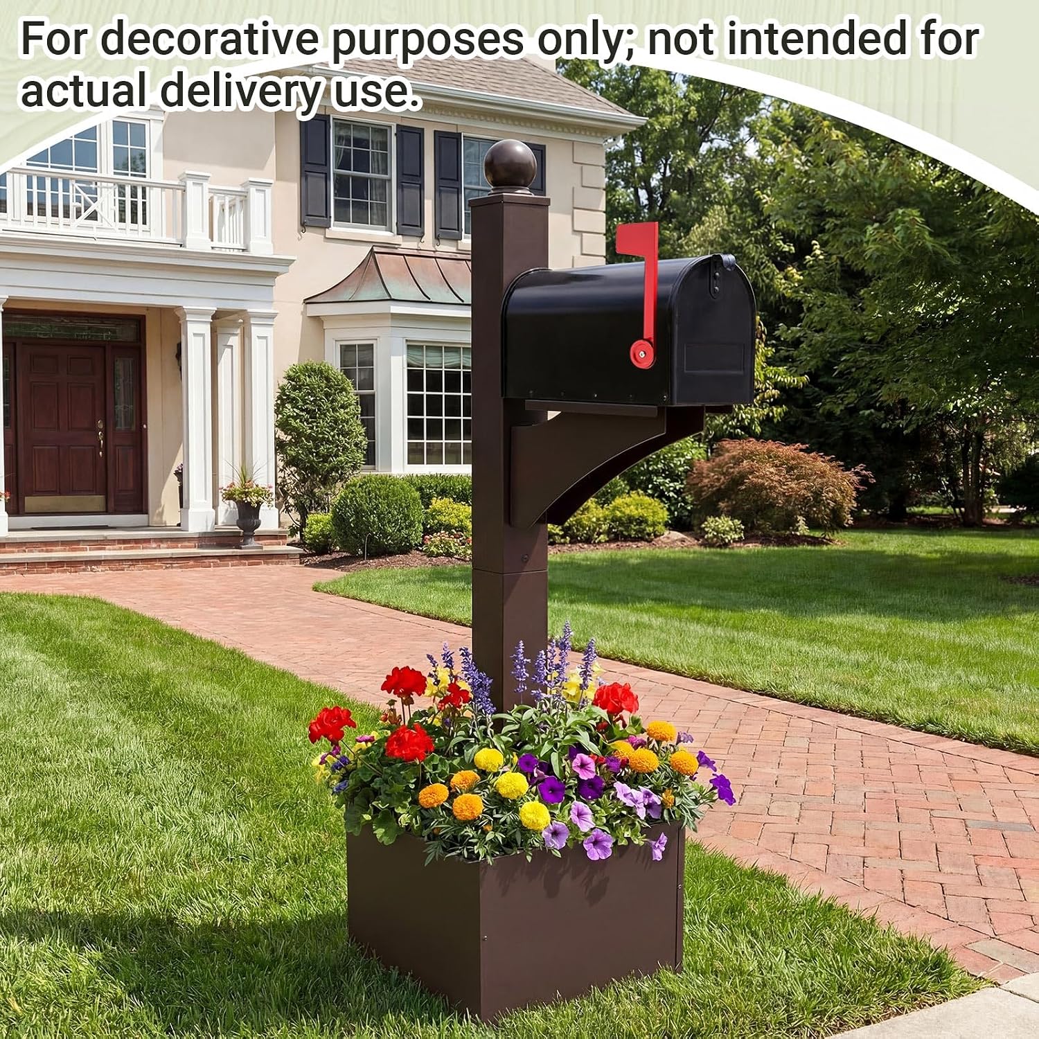 Colingmill Brown and Black Iron Mailbox Posts with Mailbox and Planter Box for Outside Decorative Ground Mounting Post 56 Inch / 4.6 ft Tall Heavy Duty Stand for Outdoor Use