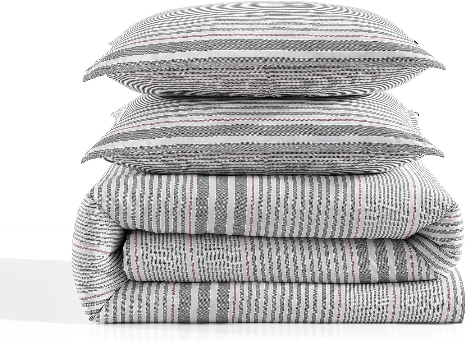 Tommy Hilfiger - King Comforter Set, Cotton Textured Bedding with Matching Shams, Medium Weight Bed Set, Oeko-TEX Certified (Danbury Stripe Blue)