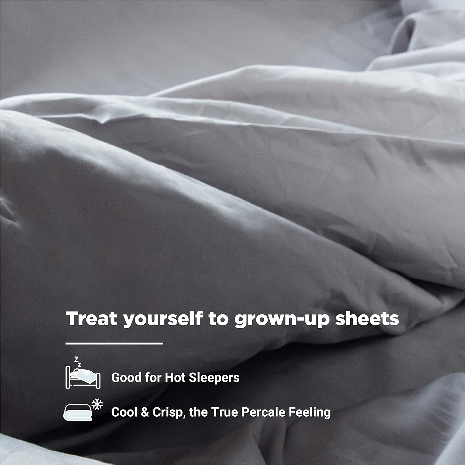 Fabdreams 100% Organic Cotton Percale Weave Queen Size Sheet Set, 300 TC, GOTS Certified, Cool & Crisp, Breathable, Fits Mattresses Up to 17' Deep, Durable Luxury – Light Gray