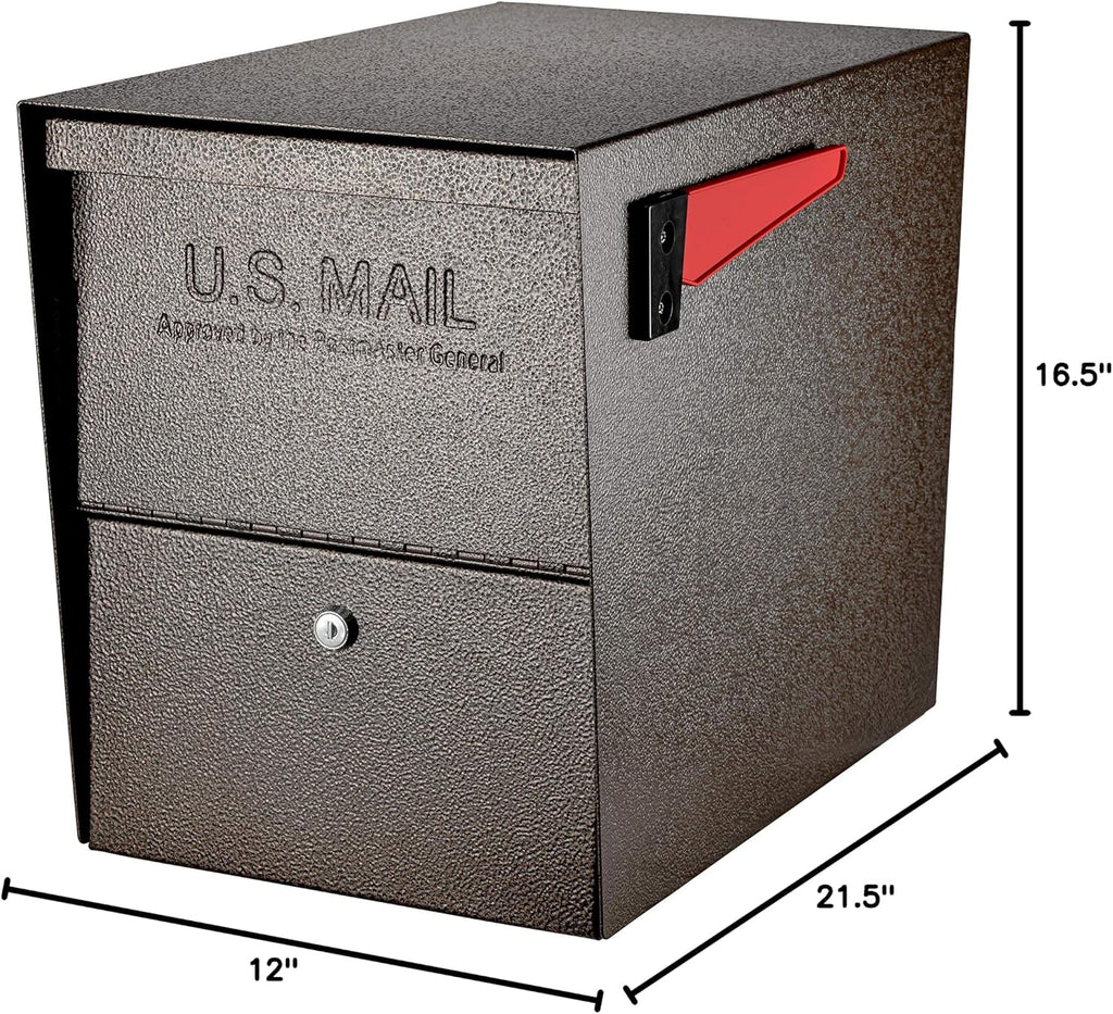 Mail Boss Security Mailbox, Bronze 7208 Package Master Curbside Locking 21.5 in. x 16.5 in. x 12 in.