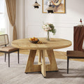 Tribesigns Farmhouse Dining Table, 47 Inch Round Dinner Table for 4, Rustic Round Dining Room Table for Home Dining Room Living Room (Natural)